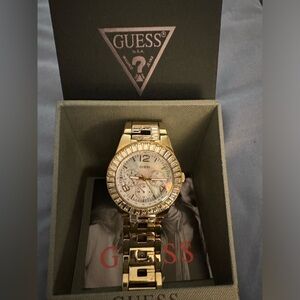 GUESS Chronograph Gold Tone Crystal Accent Women’s Bracelet Watch